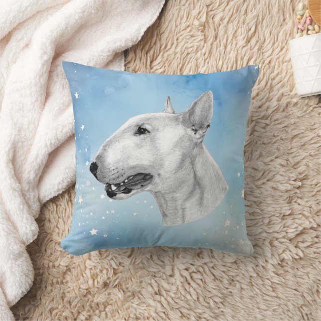 Bull Terrier pencil teckning Kudde (Filt)