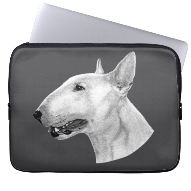 Bull Terrier pencil teckning Laptop Fodral (Framsidan)