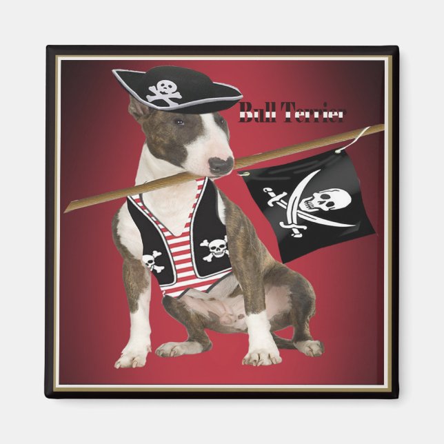 Bull Terrier Pirat Gifts Magnet (Framsidan)