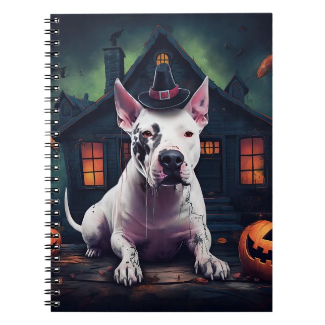 Bull Terrier Pumpkins Halloween Scary Anteckningsbok (Framsidan)