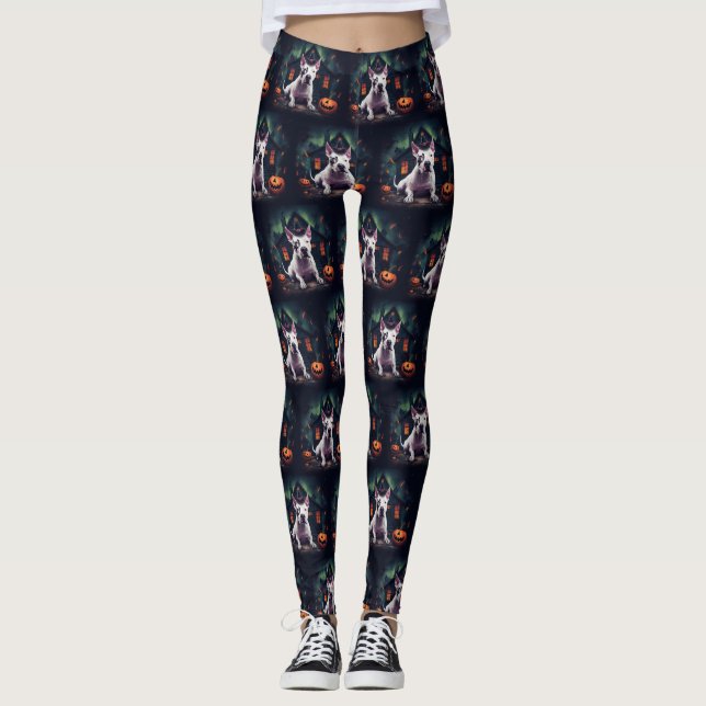 Bull Terrier Pumpkins Halloween Scary Leggings (Framsida)