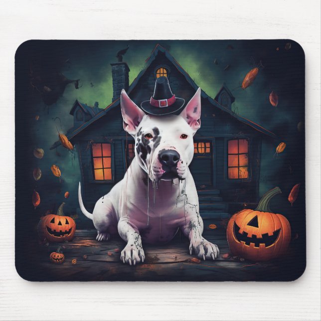 Bull Terrier Pumpkins Halloween Scary Musmatta (Framsidan)