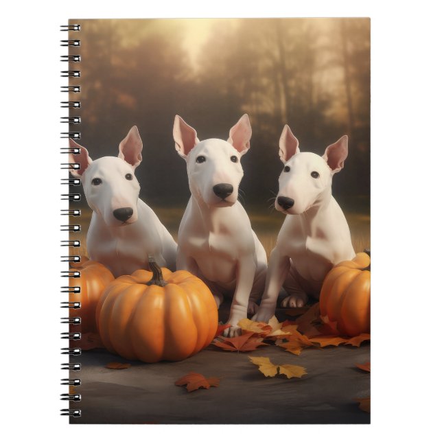 Bull Terrier Puppy Autumn Delight Pumpkin Anteckningsbok (Framsidan)