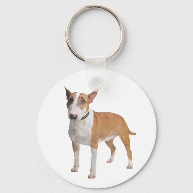 Bull Terrier Puppy Kärlek Keychain Hund Nyckelring (Framsida)