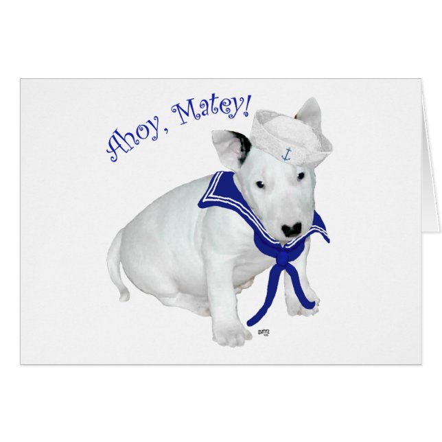 Bull Terrier Puppy Sailor Hälsningskort (Framsidan Horizontal)