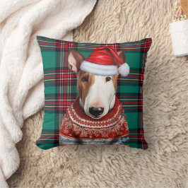 Bull Terrier Red och Grönt Play jul-Helgdag Kudde