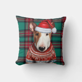 Bull Terrier Red och Grönt Play jul-Helgdag Kudde