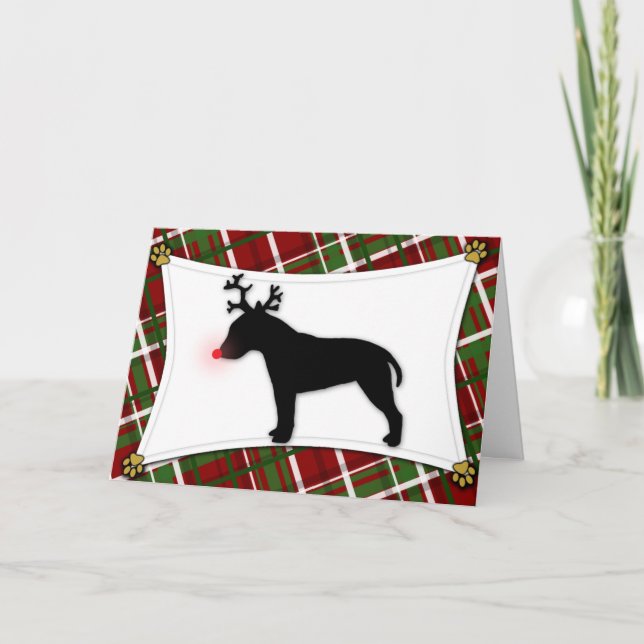 Bull Terrier Reindeer julkort Helgkort (Framsida)
