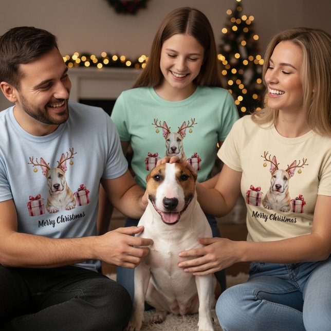 Bull Terrier Reindeer T Shirt (Skapare uppladdad)