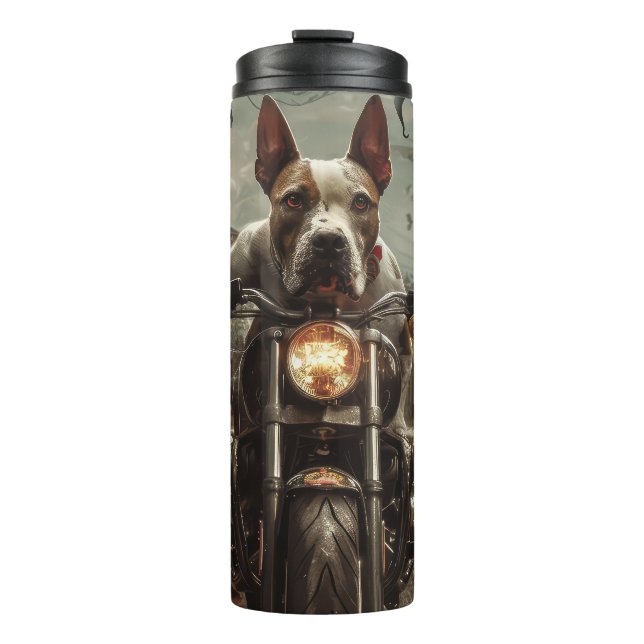 Bull Terrier Riding Motorcycle Halloween Scary (Framsida)