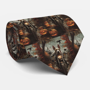 Bull Terrier Riding Motorcycle Halloween Scary Slips