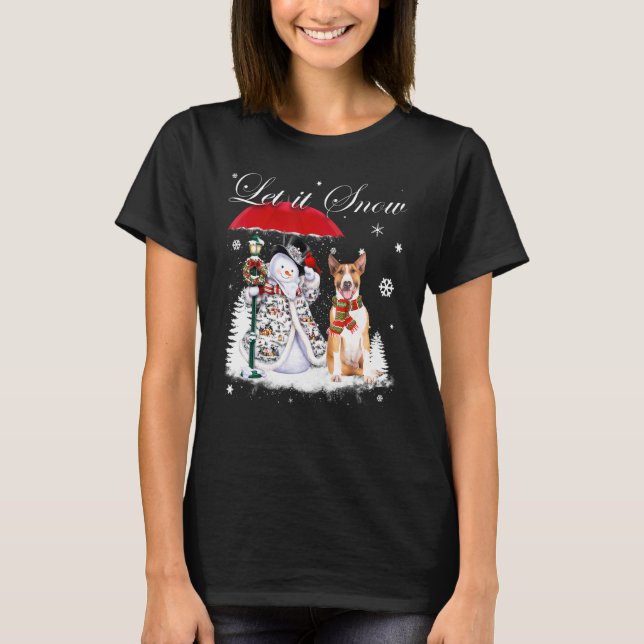 Bull Terrier Santa Hund jul jul Snögubbe Julafton  T Shirt (Framsida)