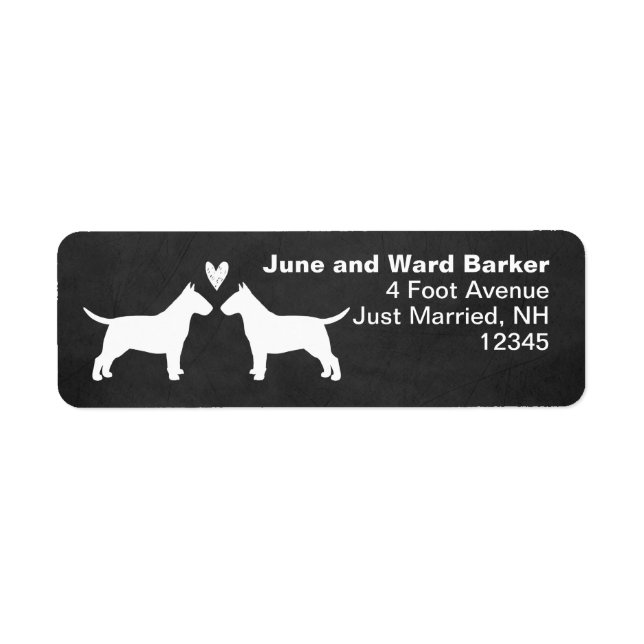 Bull Terrier Silhouettes med Heart Returadress Etikett (Framsidan)