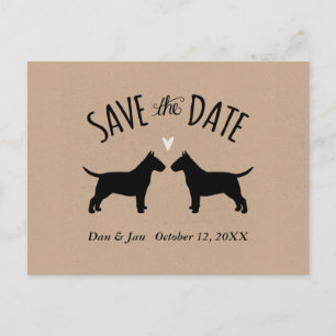 Bull Terrier Silhuetter Bröllop Save the Date Meddelande Vykort