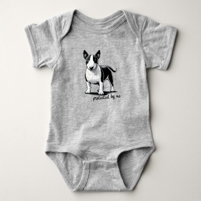 Bull Terrier - skyddat av mig T Shirt (Framsida)