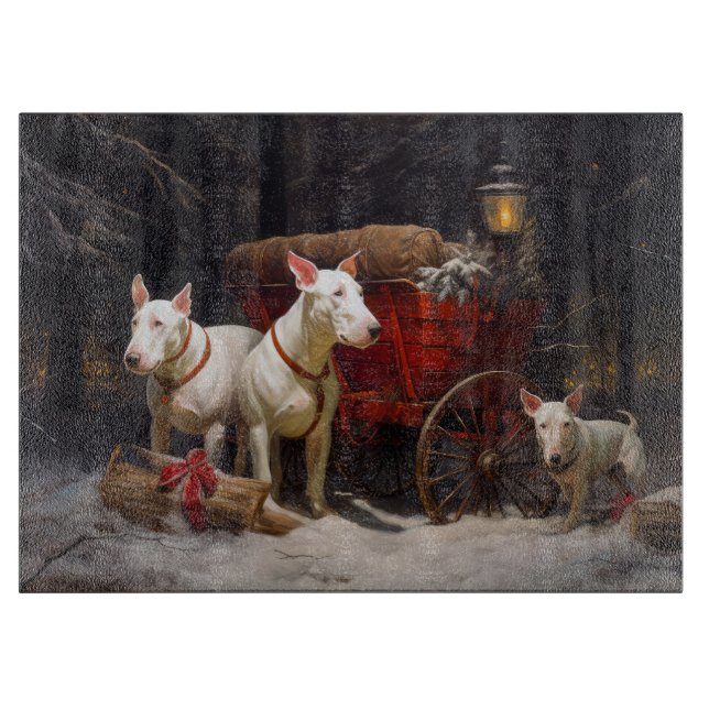 Bull Terrier Snöig släde juldekoration  (Framsidan)