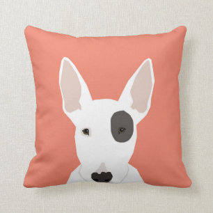 Bull Terrier söt skräckare hund svart och vit hu Kudde