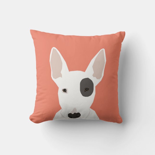 Bull Terrier söt skräckare hund svart och vit hund Kudde (Framsida)