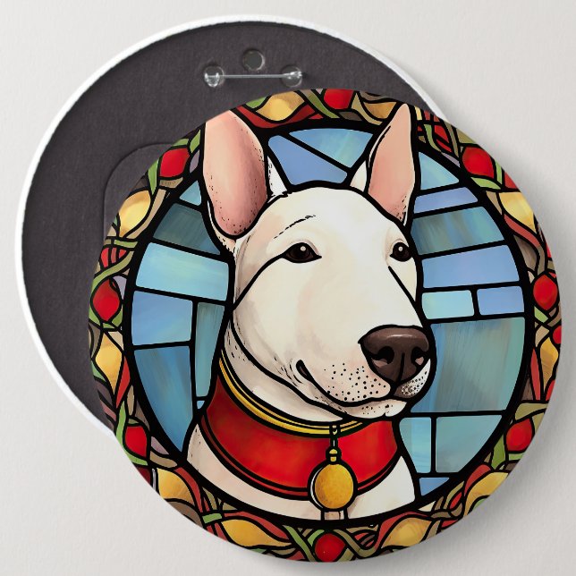 Bull Terrier Stached Glass jul Knapp (Framsida & baksida)
