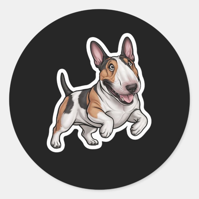Bull Terrier Sticker Runt Klistermärke (Framsida)