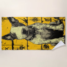Bull Terrier Street Art – Gul Grunge Hunddesign