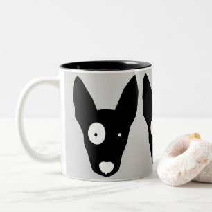 BULL TERRIER: SVART OCH VITT GRAFISKT ILLUSTRATION Två-Tonad MUGG