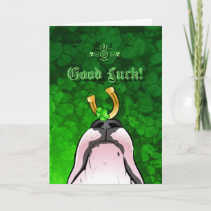 Bull Terrier Tecknad Greeting Card "Lycka till" Kort