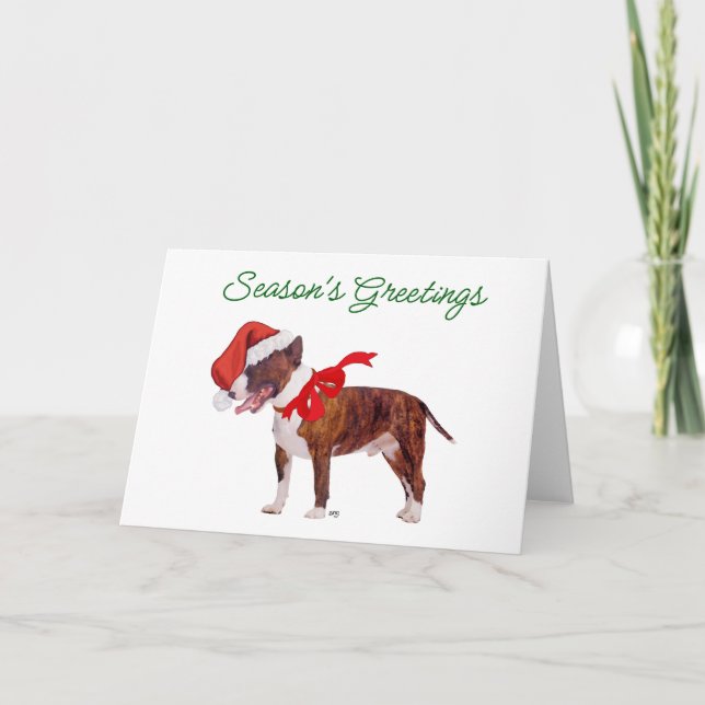 Bull Terrier Tomte Helgkort (Framsida)