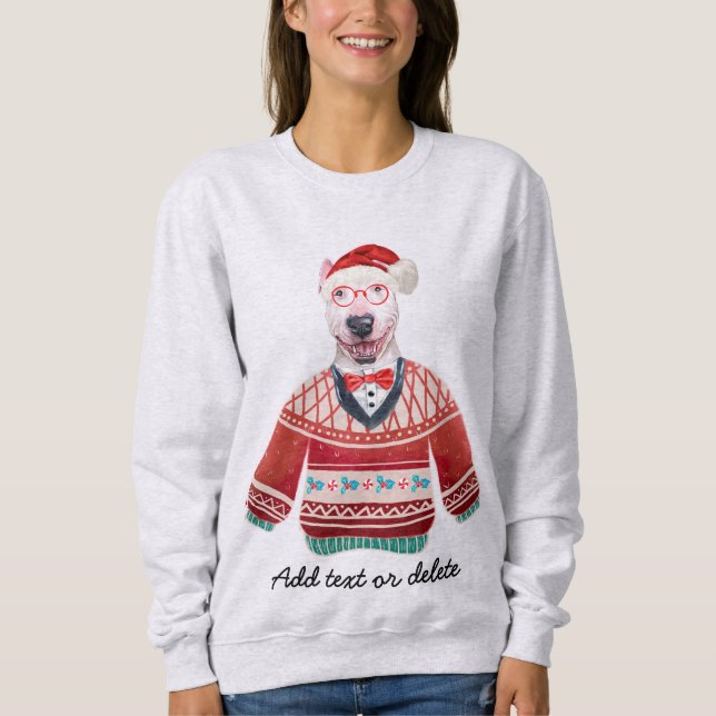 Bull Terrier Ugly jul Hund Sweatshirt T Shirt (Framsida)