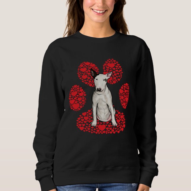 Bull Terrier Valentines Day Dog Love Paw T Shirt (Framsida)