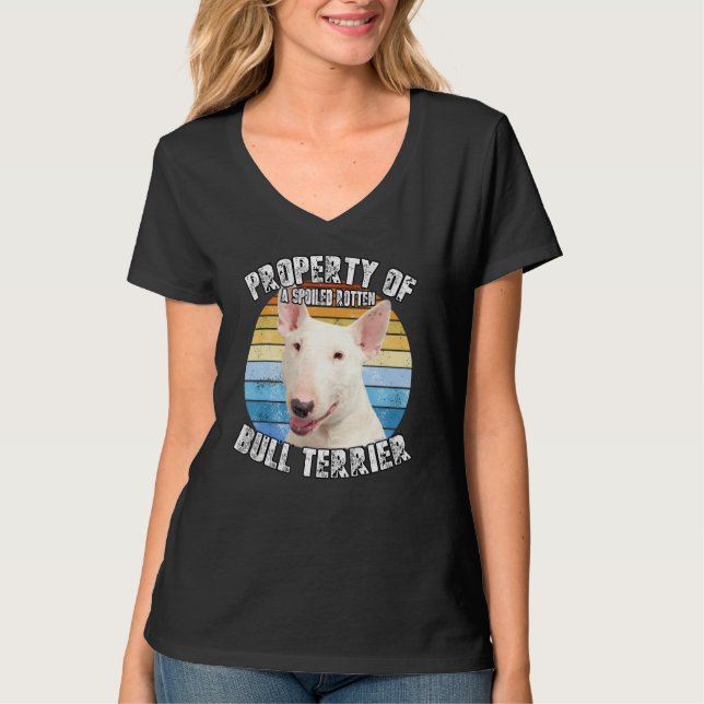 Bull Terrier White Retro Property Of T Shirt (Framsida)