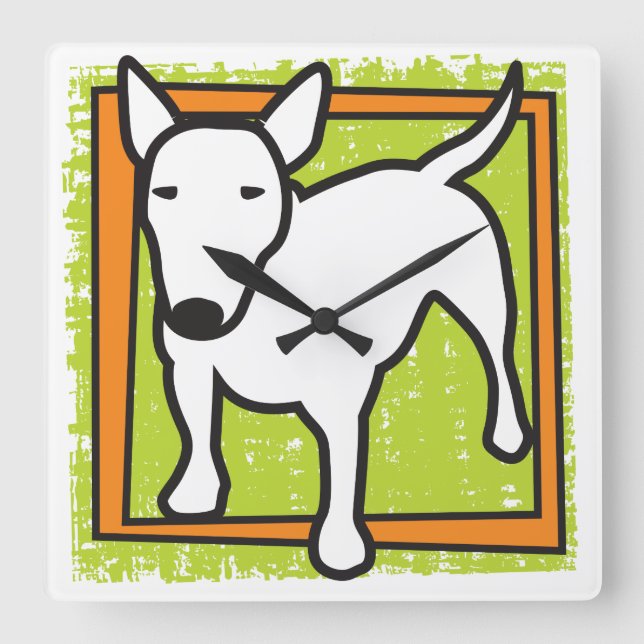 Bull Terriers Anpassningsbar Wall Clock Fyrkantig Klocka (Framsida)