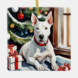 Bull Terrier's Festive Frolic jul Julgransprydnad Keramik