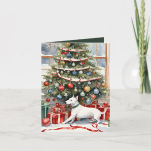 Bull Terrier's Festive Frolic-julkort Tack Kort