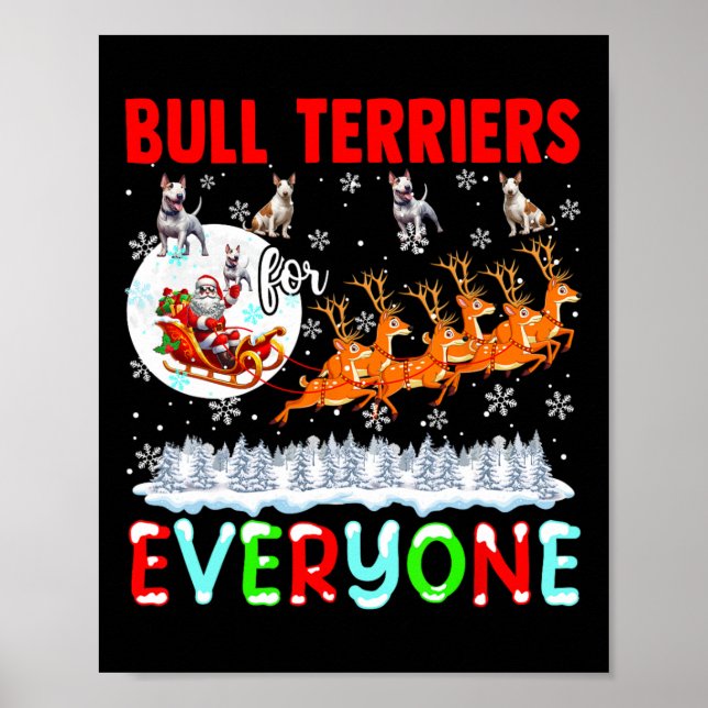 Bull Terriers for All Julafton Owner Santa Sleigh Poster (Framsidan)