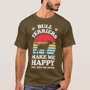 Bull Terriers gör mig till Lycklig Sunset Retro fö T Shirt