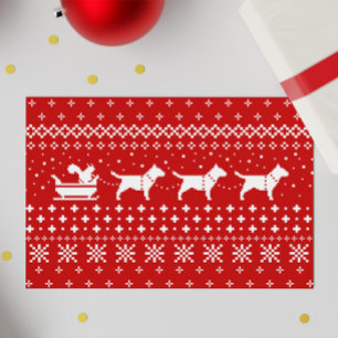 Bull Terriers jul Hundar Sleigh Ride Helgdag Helgkort