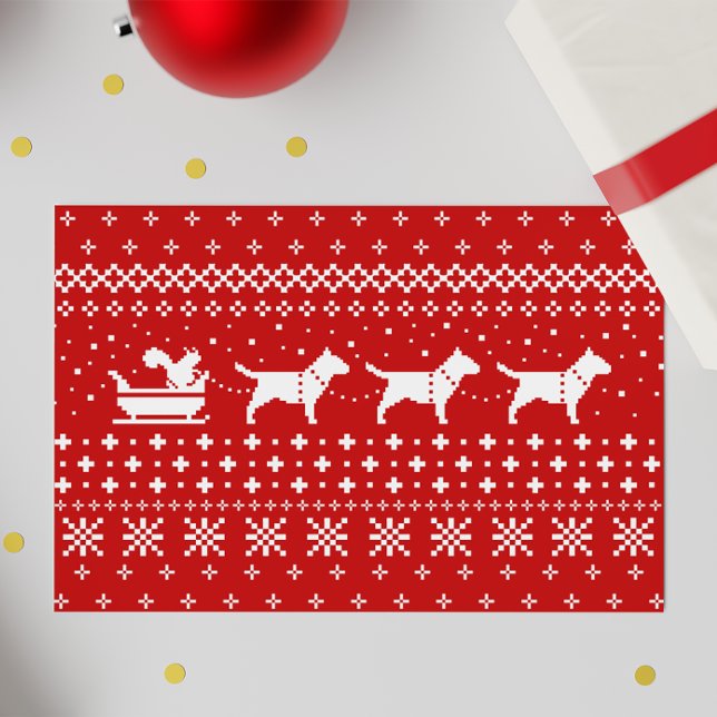 Bull Terriers jul Hundar Sleigh Ride Helgdag Helgkort (Skapare uppladdad)