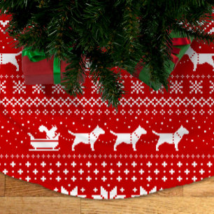 Bull Terriers jul Hundar Sleigh Ride Helgdag Julgransmatta Borstad Polyester