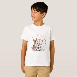 Bull Terriers with Soccer Ball for Valentine's Day T Shirt