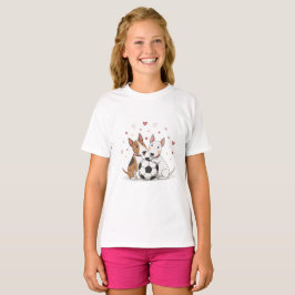 Bull Terriers with Soccer Ball for Valentine's Day T Shirt