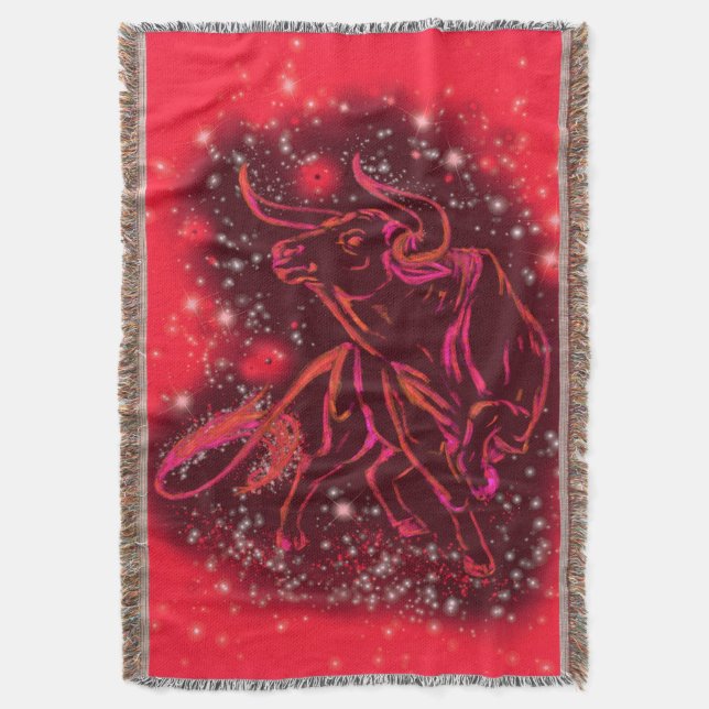 Bull Throw Blanket Runin Red Starry Natt Filt (Framsidan Vertikal)