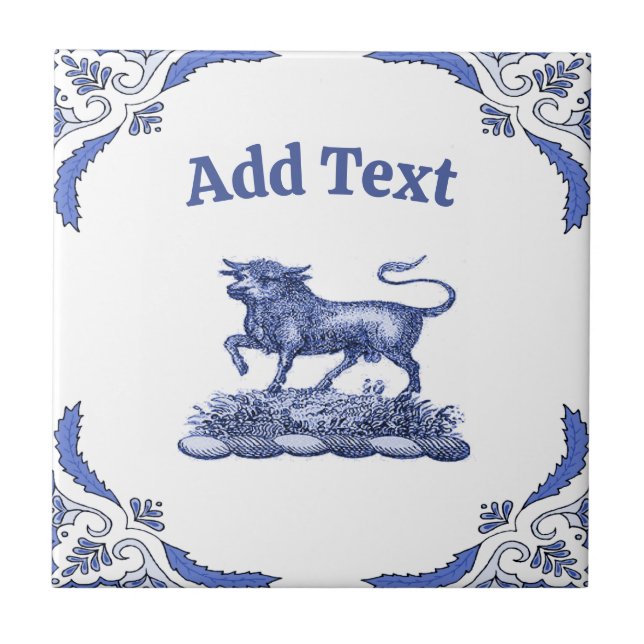 Bull Tile, Dutch look, Personalize Tile Kakelplatta (Framsidan)