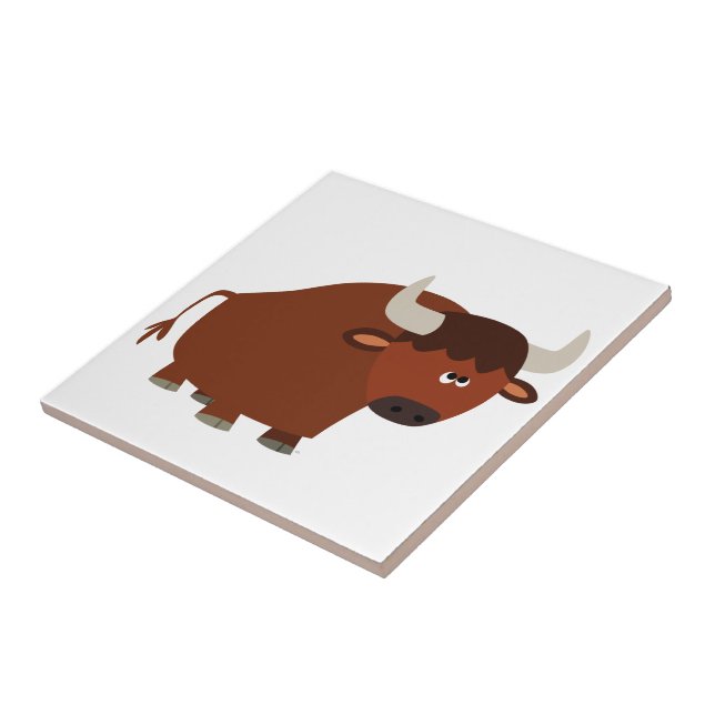Bull Tile för Cute Shy Tecknad Kakelplatta (Sidan)
