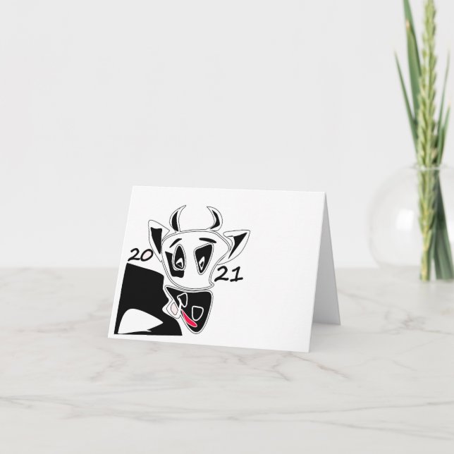 Bull, tjurens år, 2021, lustig tjur anteckningskort (Framsida)