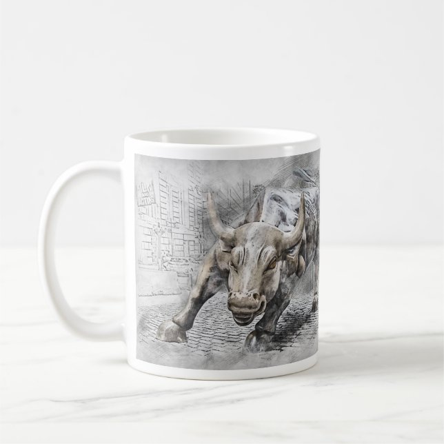Bull Toro Market Mercado Lagrar Money Dinero Guld Kaffemugg (Vänster)