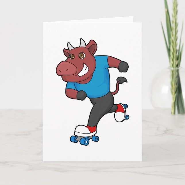 Bull vid Inline-skridskor med rullskridskor Kort (Framsida)