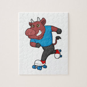Bull vid Inline-skridskor med rullskridskor Pussel
