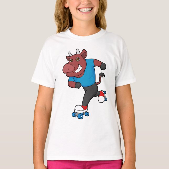 Bull vid Inline-skridskor med rullskridskor T Shirt (Framsida)