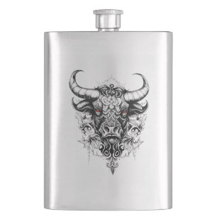 Bull Vild Animal Nature Illustration Art Tattoo Fickplunta